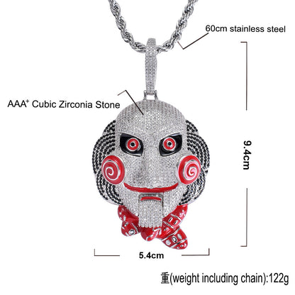 Hip Hop Vintage Sunflower Floral Cubic Zirconia Pendant Necklace for Men and Women