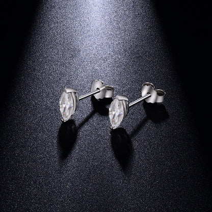 Marquise Moissanite Stud Earrings for Women, 4 x 8 mm, S925, 18K Gold-Plated