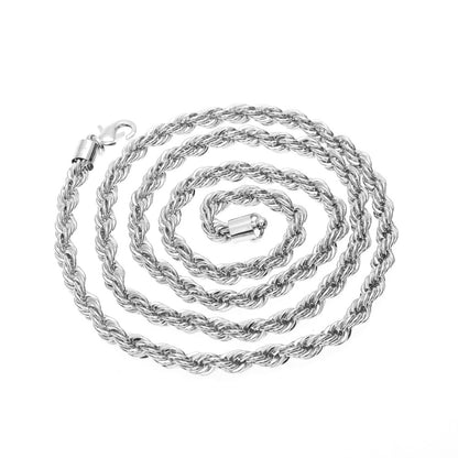 Men’s Hip Hop Rope Chain Necklace 6mm Statement Chain in Gold Tone or Steel Color, 30-36 Inch