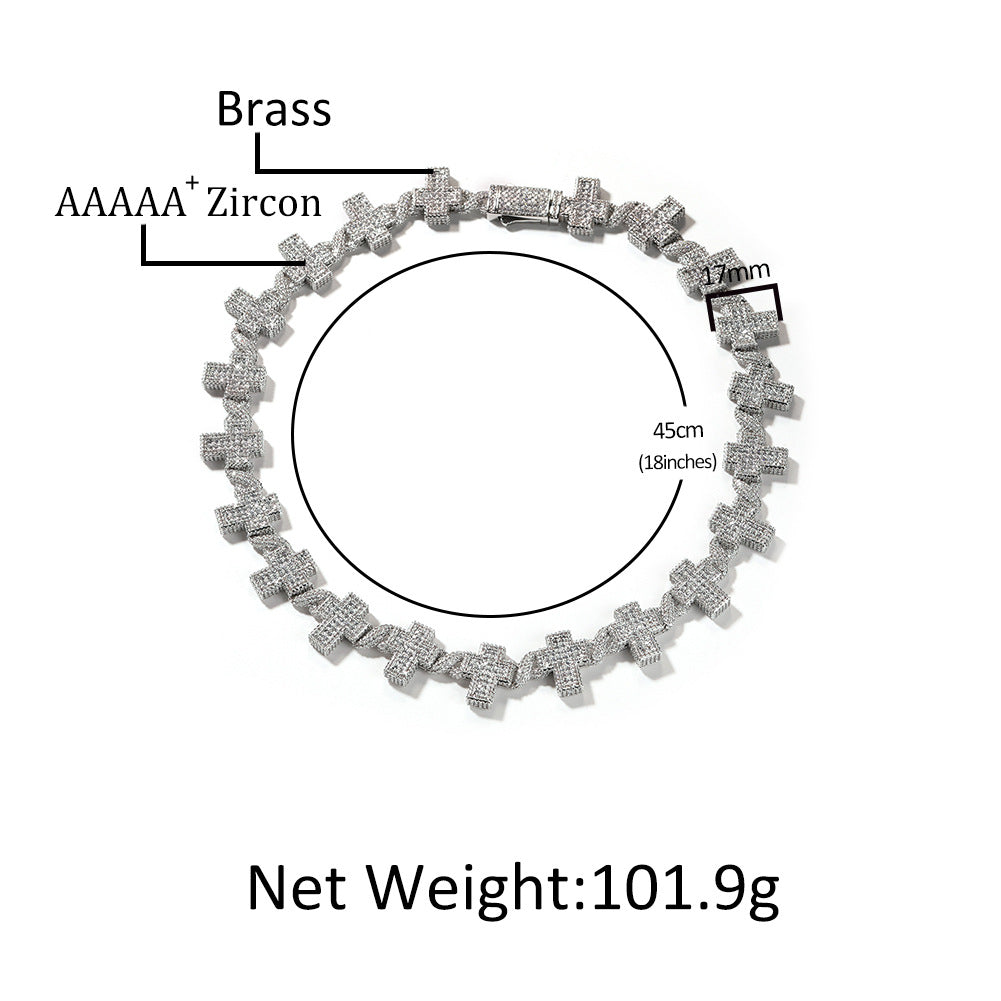 Iced Out Cross Chain Necklace for Women & Men - Cubic Zirconia Statement Pendant Necklace in Gold or Silver Tone product image