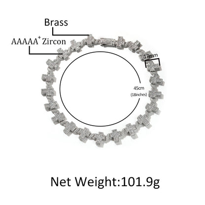Iced Out Cross Chain Necklace for Women & Men - Cubic Zirconia Statement Pendant Necklace in Gold or Silver Tone