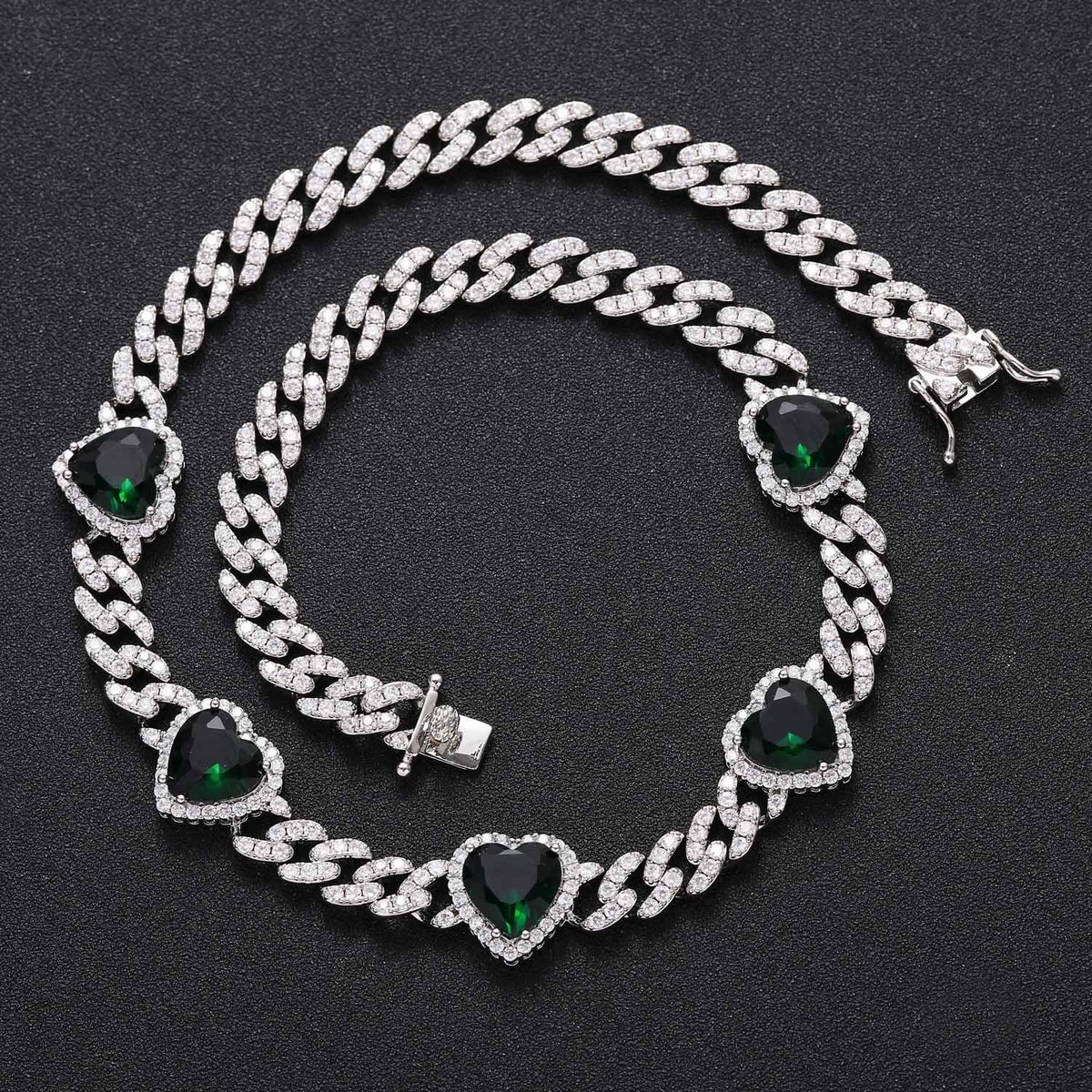 Hip Hop Heart Cuban Link Cubic Zirconia Necklace for Men product image
