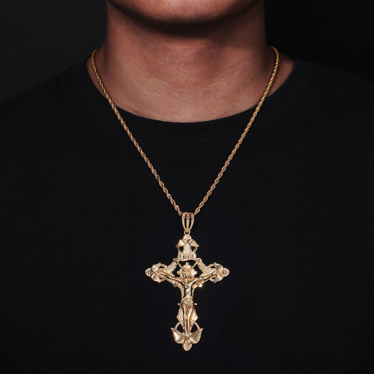 Vintage Cross Pendant Rope Chain Necklace for Women and Men - Hip Hop Streetwear Statement Jewelry product image