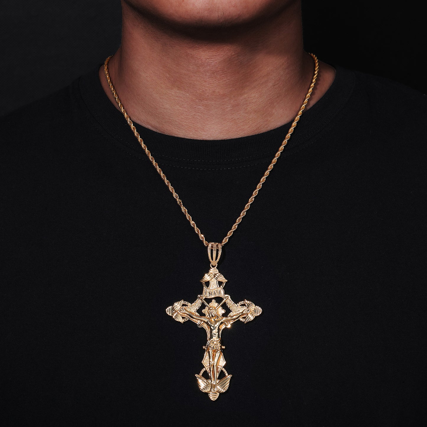 Vintage Cross Pendant Rope Chain Necklace for Women and Men - Hip Hop Streetwear Statement Jewelry product image