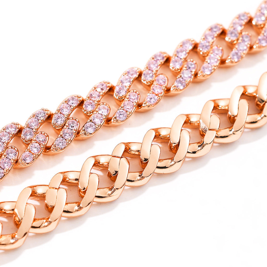 Hip Hop Cuban Link Cubic Zirconia Bracelet for Men and Women