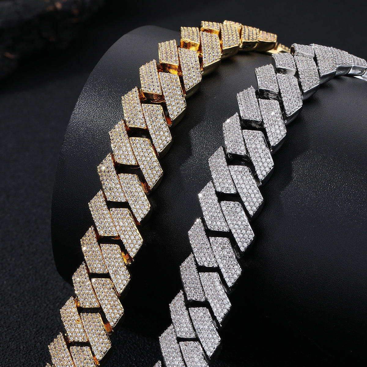 20mm Iced Cuban Link Bracelet with Geometric Zircon Links, Unisex product image