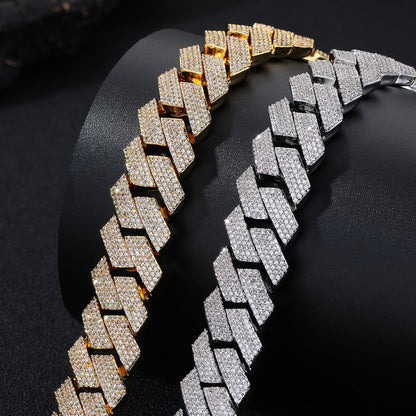 20mm Iced Cuban Link Bracelet with Geometric Zircon Links, Unisex