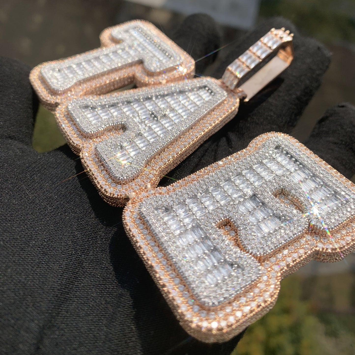 Iced Out TAE Letter Pendant for Unisex