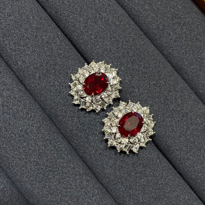 Ruby Red Crystal Bracelet, Oval Halo Vintage-Inspired Jewelry