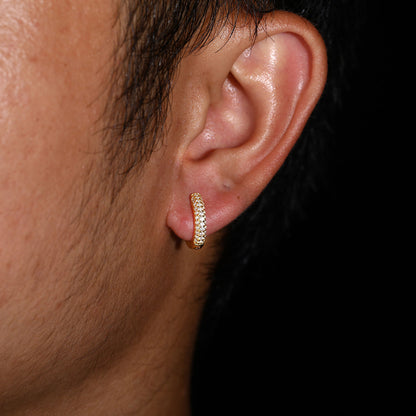Unisex Silver Tone Round Hoop Earrings with Moissanite Accent Stones