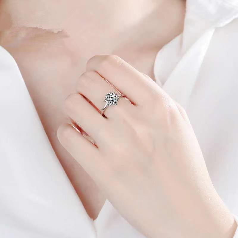 Moissanite Snowflake Flower Ring for Women, PT950 Engagement Ring, Promise Ring, Wedding Ring, Adjustable and Size Options product image