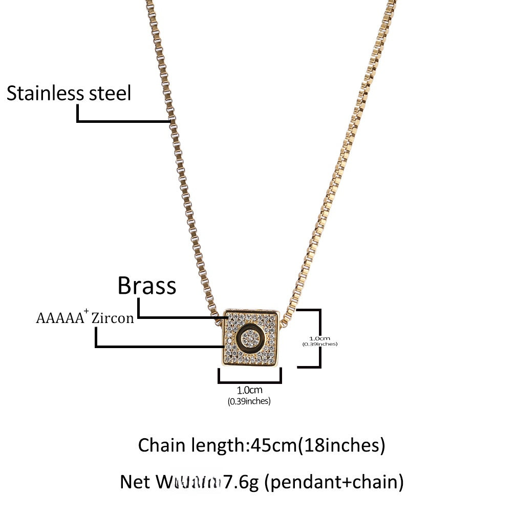 Iced Letter Cube Pendant Necklace for Men - Gold or Silver Tone Hip Hop Chain Necklace with Cubic Zirconia