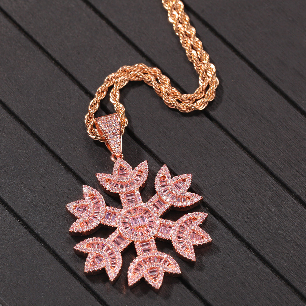Unisex Snowflake Pendant Necklace with Cubic Zirconia Iced Twist Chain product image
