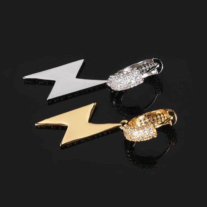 Lightning Bolt CZ Drop Hip Hop Earrings with Copper Base - EAR004
