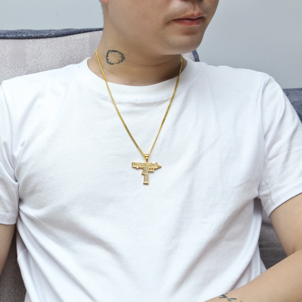 Iced Hip Hop Pendant Necklace for Men & Women – Rhinestone Alloy Charm with 3mm 60cm Cuban Chain