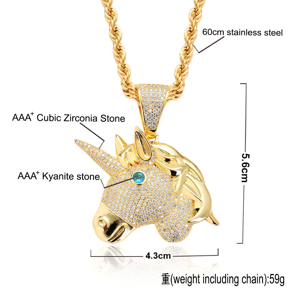 Hip Hop Vintage Cross Cubic Zirconia Pendant Necklace for Men and Women