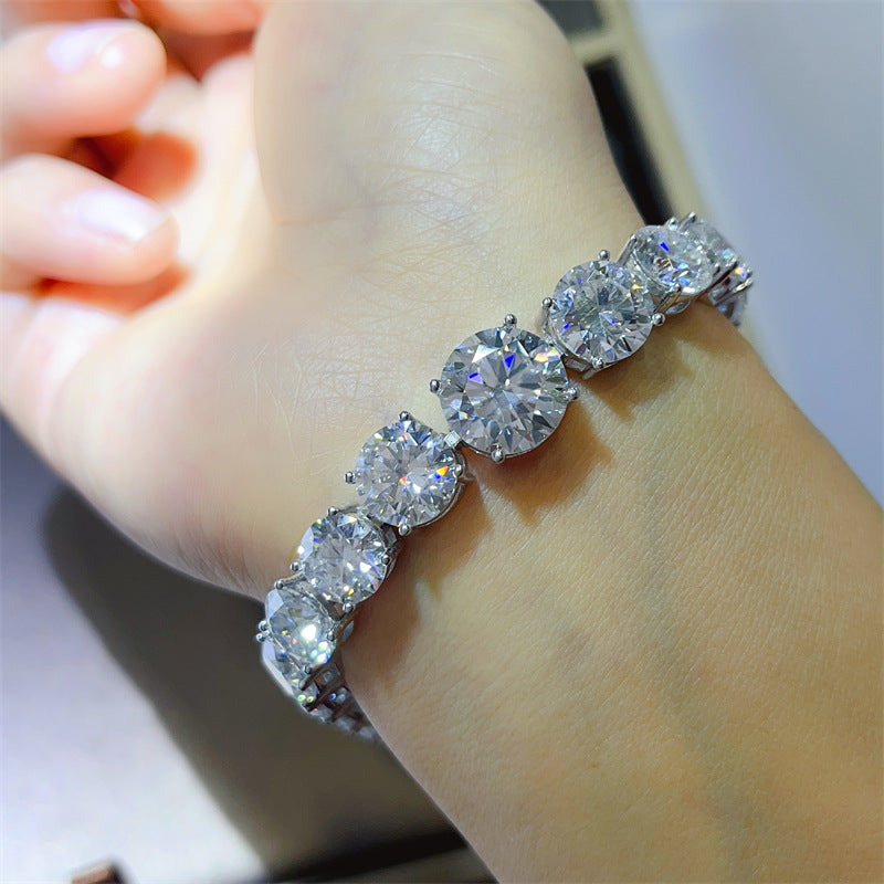 Moissanite Tennis Bracelet for Women, Round Four-Prong Full Stone Bracelet, 15cm 16cm 17cm 18cm product image
