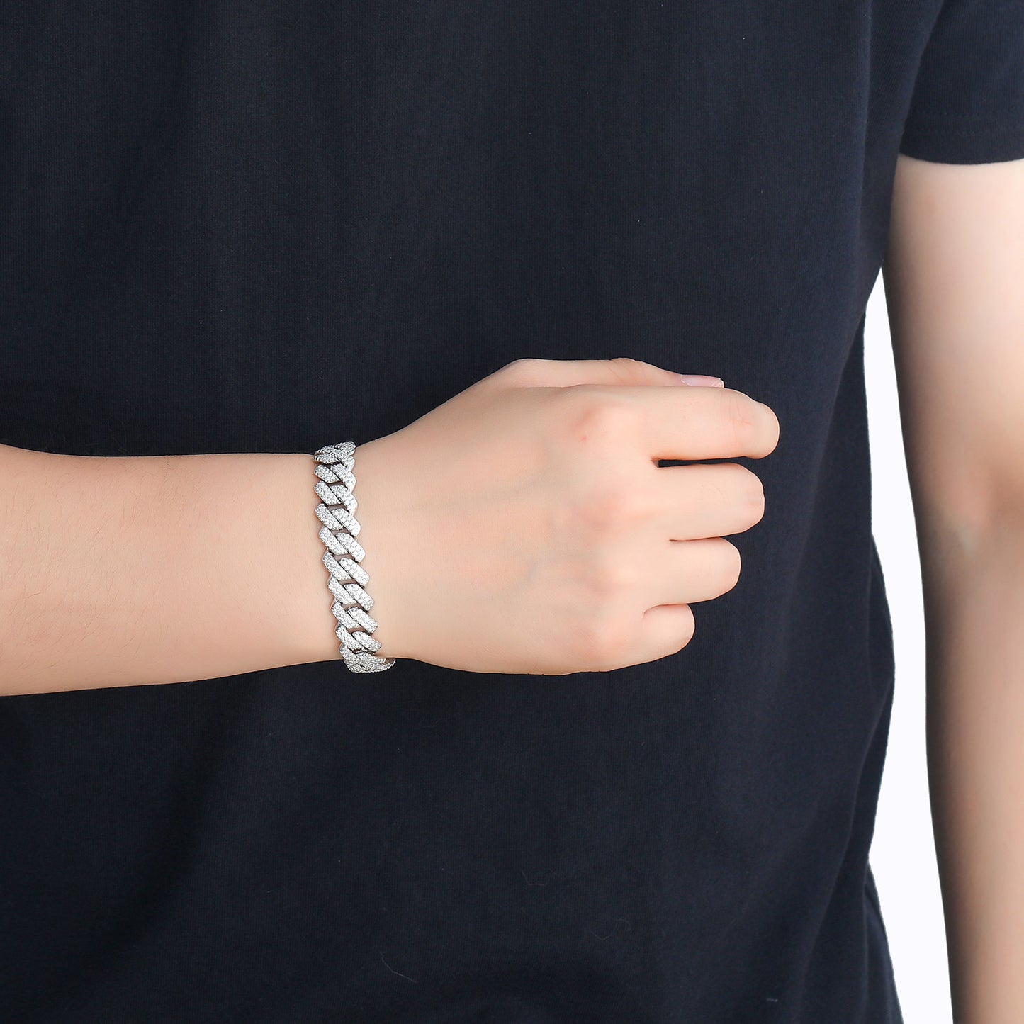 Hip Hop Light Luxury Cuban Link Cubic Zirconia Bracelet for Men