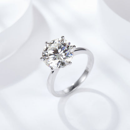 5 Carat Moissanite Solitaire Ring, Six-Prong S925 Engagement Ring