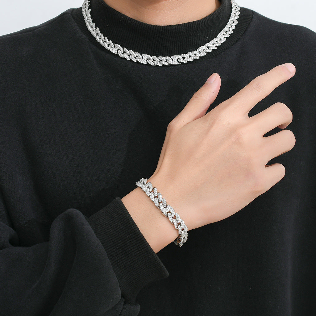Hip Hop Heart Square Cubic Zirconia Ring for Men