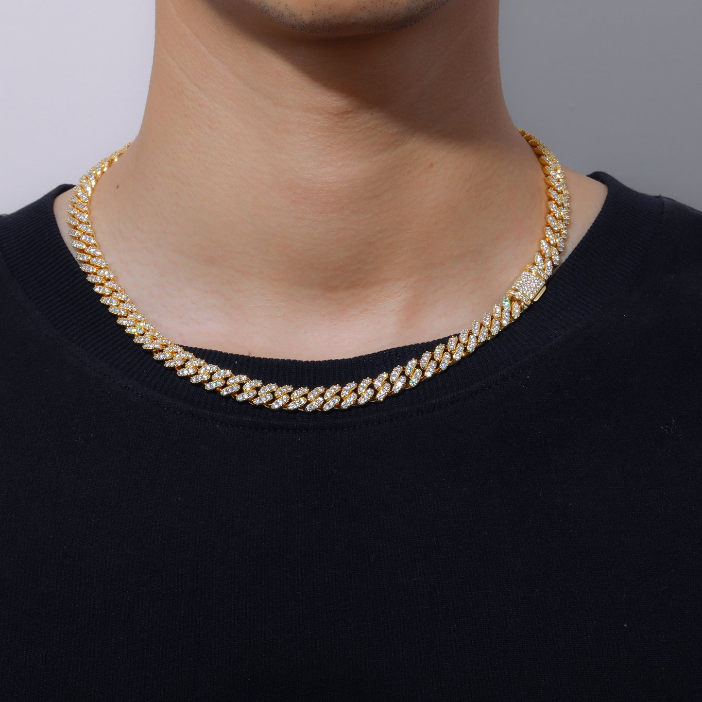 10mm Double Row Iced Out Cuban Link Chain Necklace Bracelet for Men and Women product image