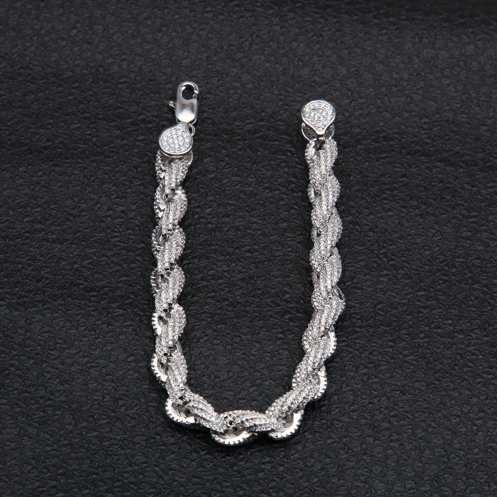Unisex Iced Cuban Link Bracelet in Copper with Cubic Zirconia Stones – Hip Hop Statement Chain in Silver & Gold product image