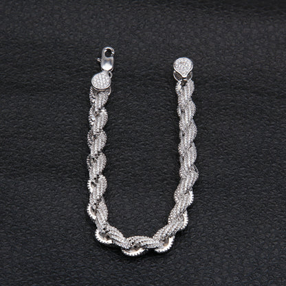 Unisex Iced Cuban Link Bracelet in Copper with Cubic Zirconia Stones – Hip Hop Statement Chain in Silver & Gold