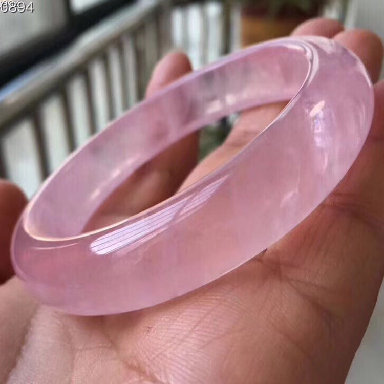 Pink Crystal Bangle Bracelet for Women, Natural Geometric Style