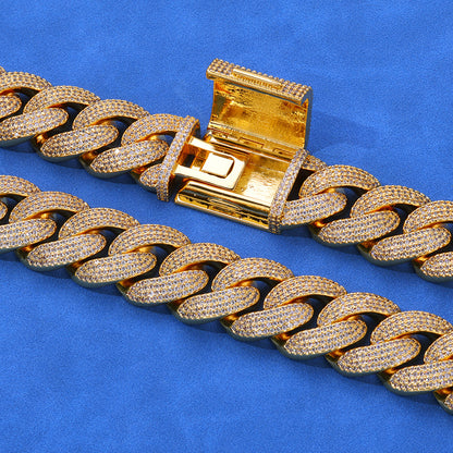 20 mm Wide Iced Cuban Hip Hop Bracelet with Cubic Zirconia on a Copper Base - CHA265