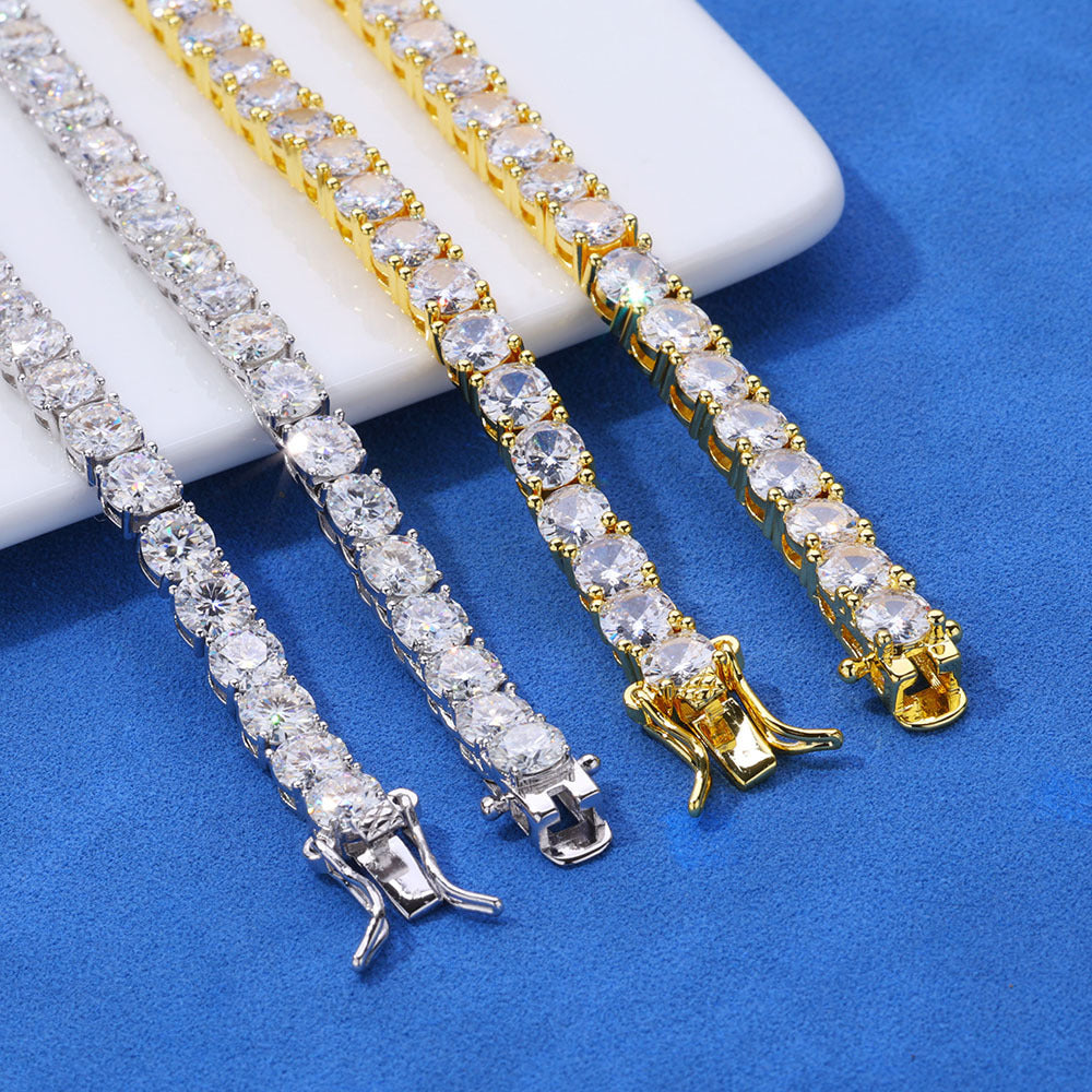 4-8 mm Round CZ Tennis Hip Hop Necklace with Copper Base - CHA003 product image