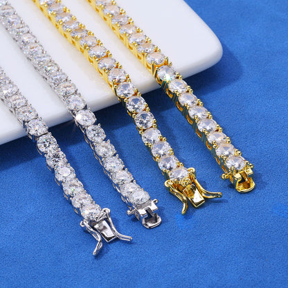 4-8 mm Round CZ Tennis Hip Hop Necklace with Copper Base - CHA003