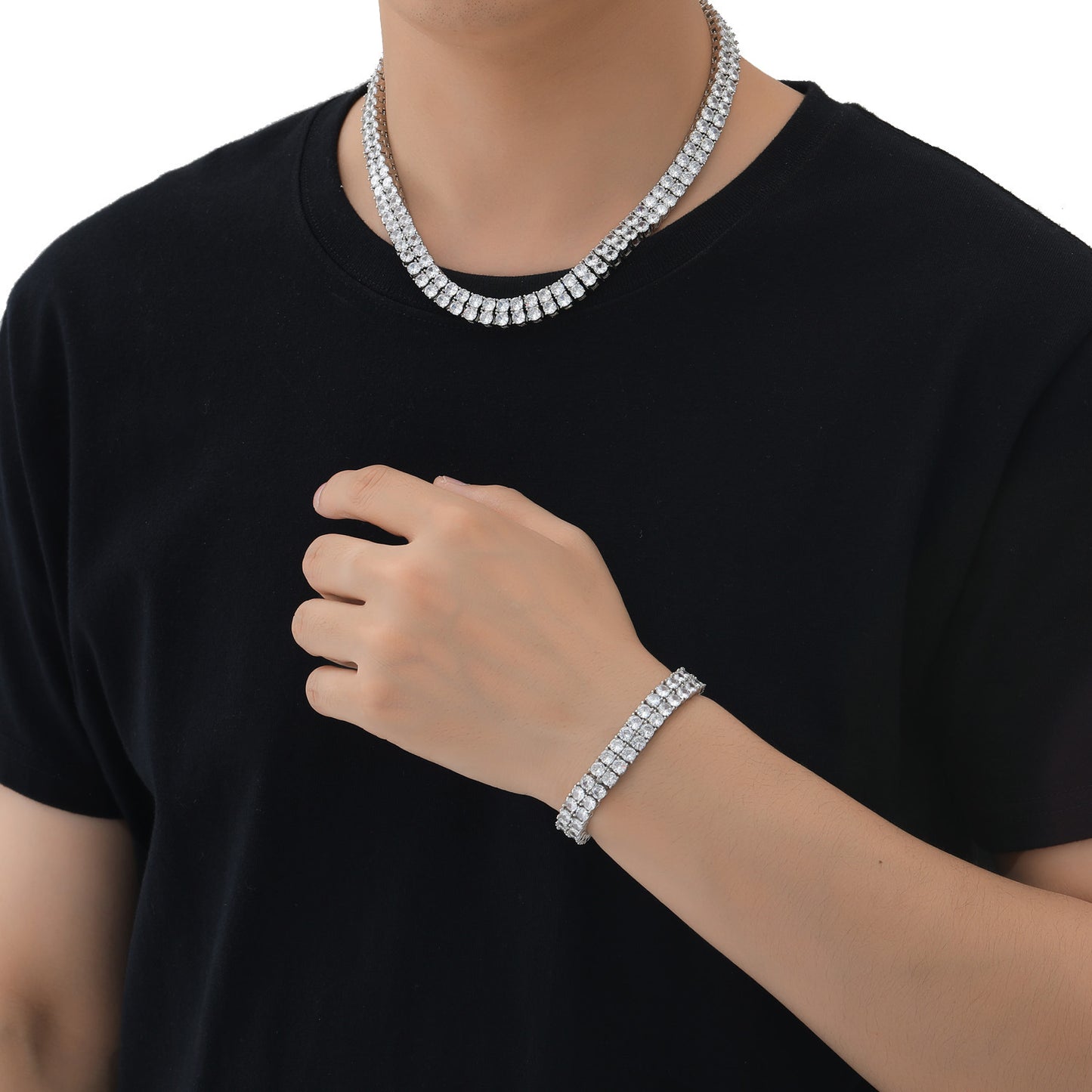 Hip Hop Tennis Chain Cubic Zirconia Bracelet for Men