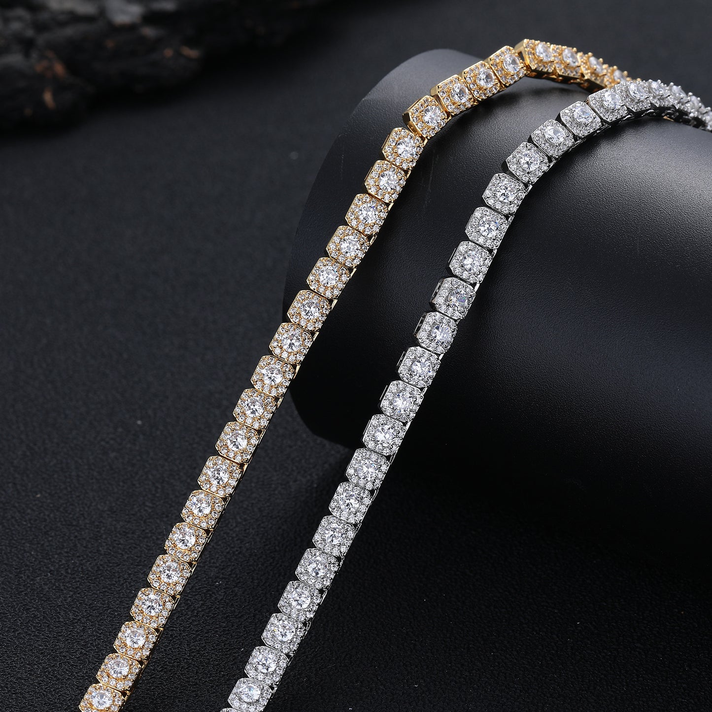 Square Zircon Tennis-Style Chain Bracelet & Necklace, 6 mm, Unisex