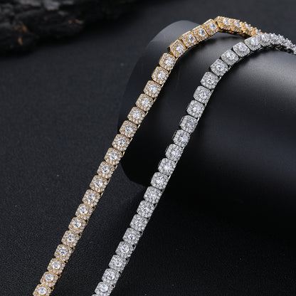 Square Cubic Zirconia Tennis-Style Chain Bracelet & Necklace, 6 mm, Unisex