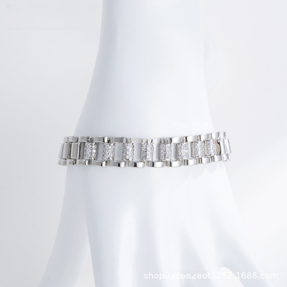 Rectangular Link Watch Band Bracelet for Women Elegant Statement Jewelry