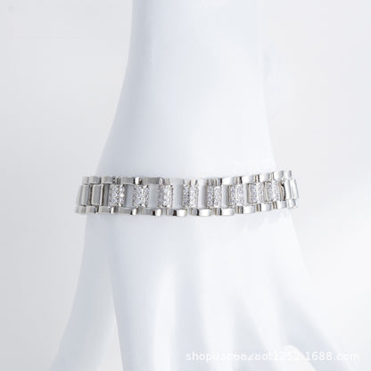 Rectangular Link Watch Band Bracelet for Women Elegant Statement Jewelry