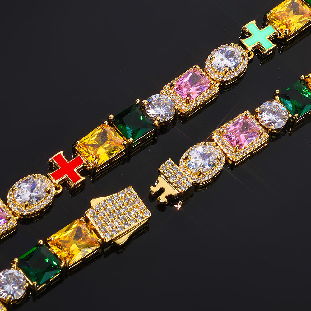 10 mm Multicolor Cross CZ Link Copper Necklace or Bracelet - CHA369 product image