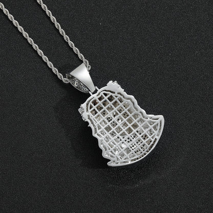 Hip Hop Vintage Four Leaf Clover Cubic Zirconia Pendant Necklace for Men and Women