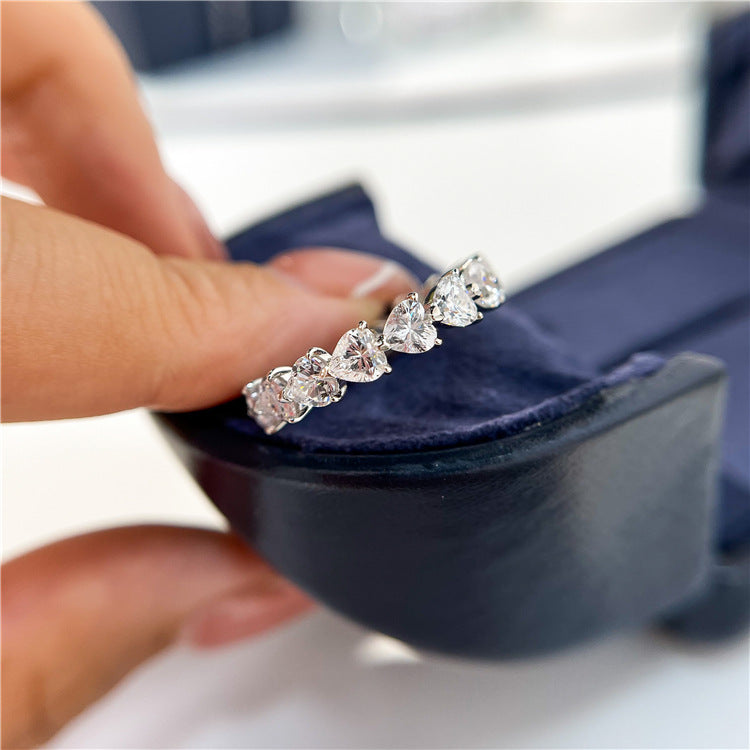 Heart Shape Tennis Bracelet, 18K Gold Style Crystal Bangle, Stackable Wrist Jewelry product image