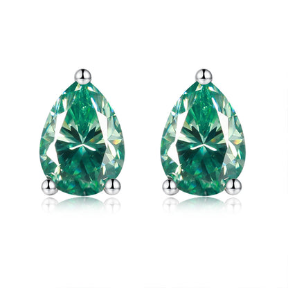 Pink Pear Cut VVS1 Moissanite Stud Earrings in 925 Silver
