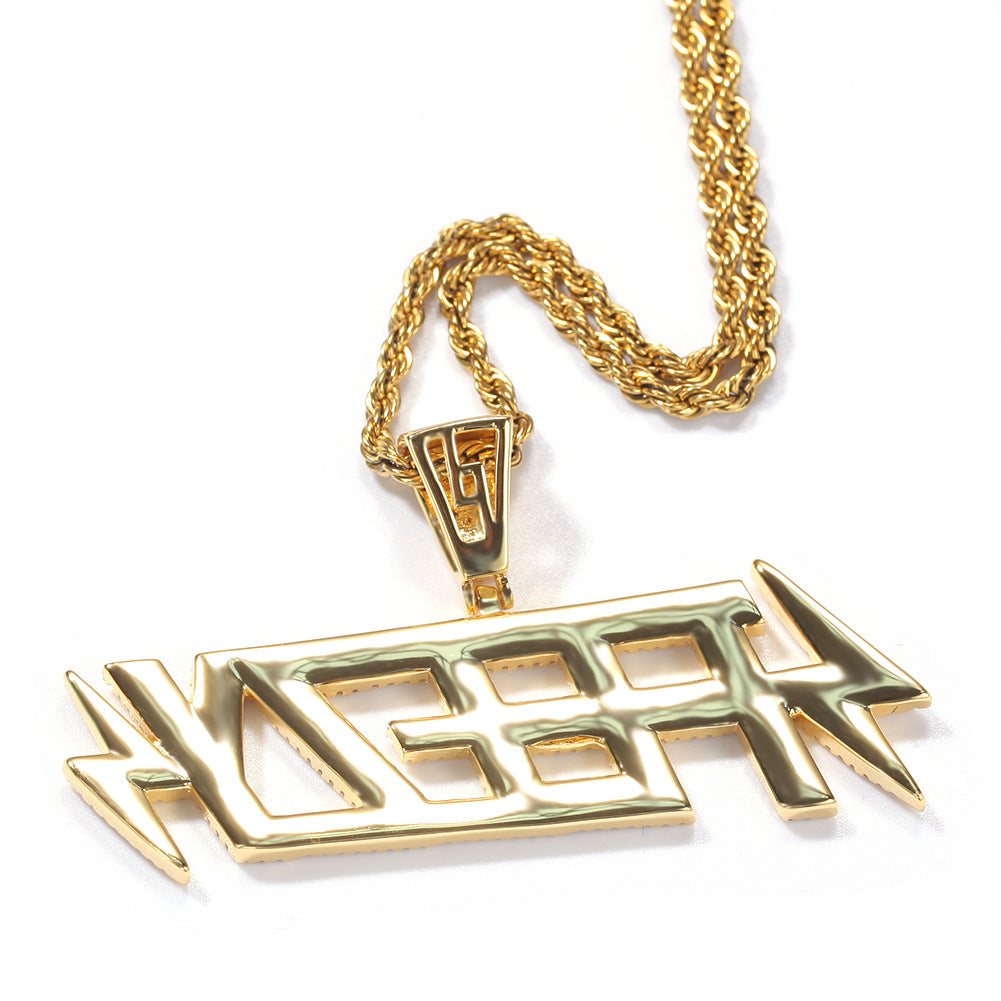 Iced Out English Letter Pendant Necklace for Women & Men - Cubic Zirconia Hip Hop Statement Chain in Gold Plated or Silver Plated