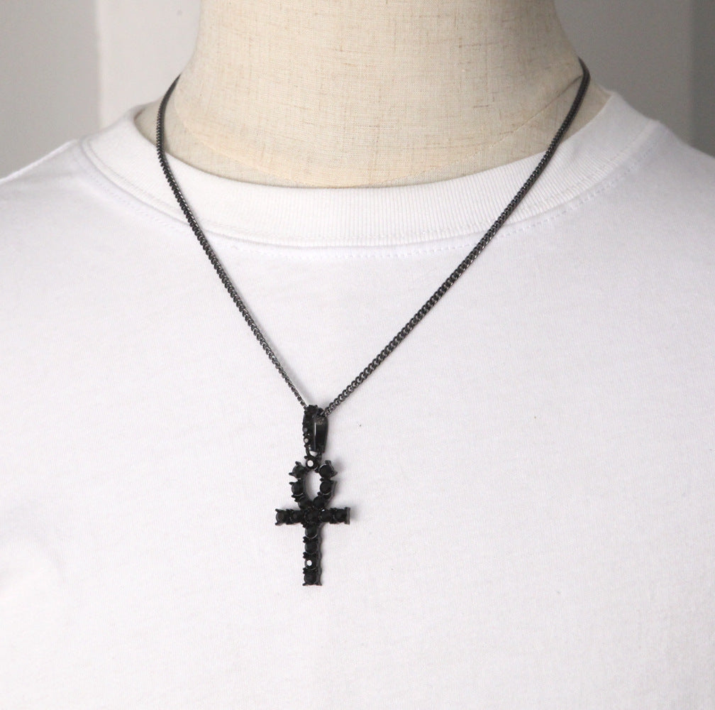 Iced Out Cross Pendant Necklace for Women & Men – Cubic Zirconia Hip Hop Chain in Gold, Silver & Black