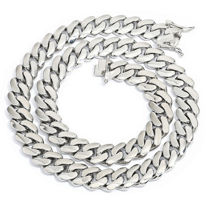 Unisex Gold Tone Cuban Link Chain Necklace & Bracelet Set Hip Hop Statement Jewelry