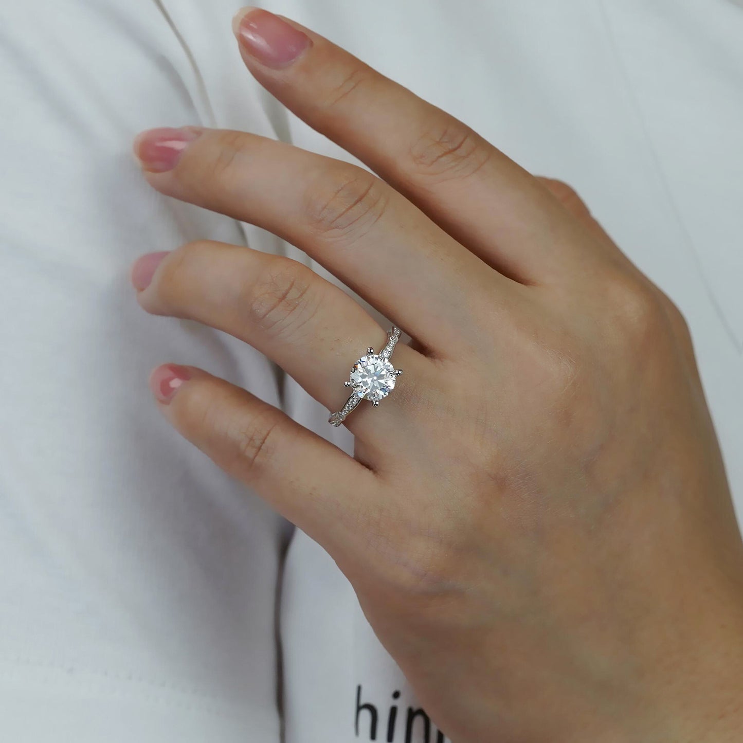 Round 7.5mm Moissanite Ring, 18K Gold-Plated Solitaire Promise Ring for Women product image