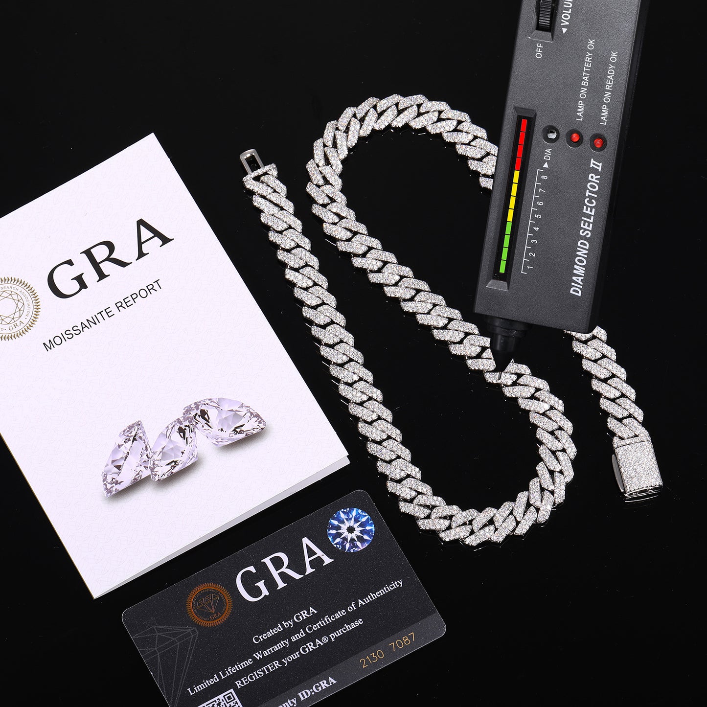12mm Iced Out Double Row Cuban Link Chain Necklace or Bracelet in Moissanite Look product image
