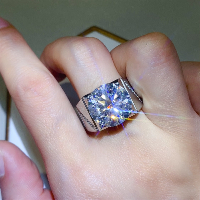 Men’s VVS Moissanite Ring 5 Carat 10 Carat U-Shape Solitaire Statement Ring product image
