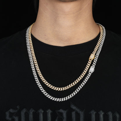 Iced Out Cuban Link Chain Necklace for Men & Women – Geometric Zircon Pendant-Free Statement Hip Hop Jewelry