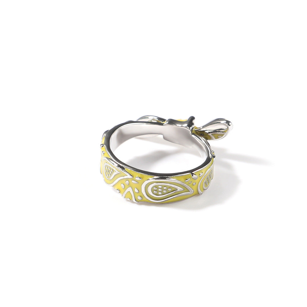 Trendy Floral Enamel Ring for Women & Men – Silver Plated Statement Flower Band