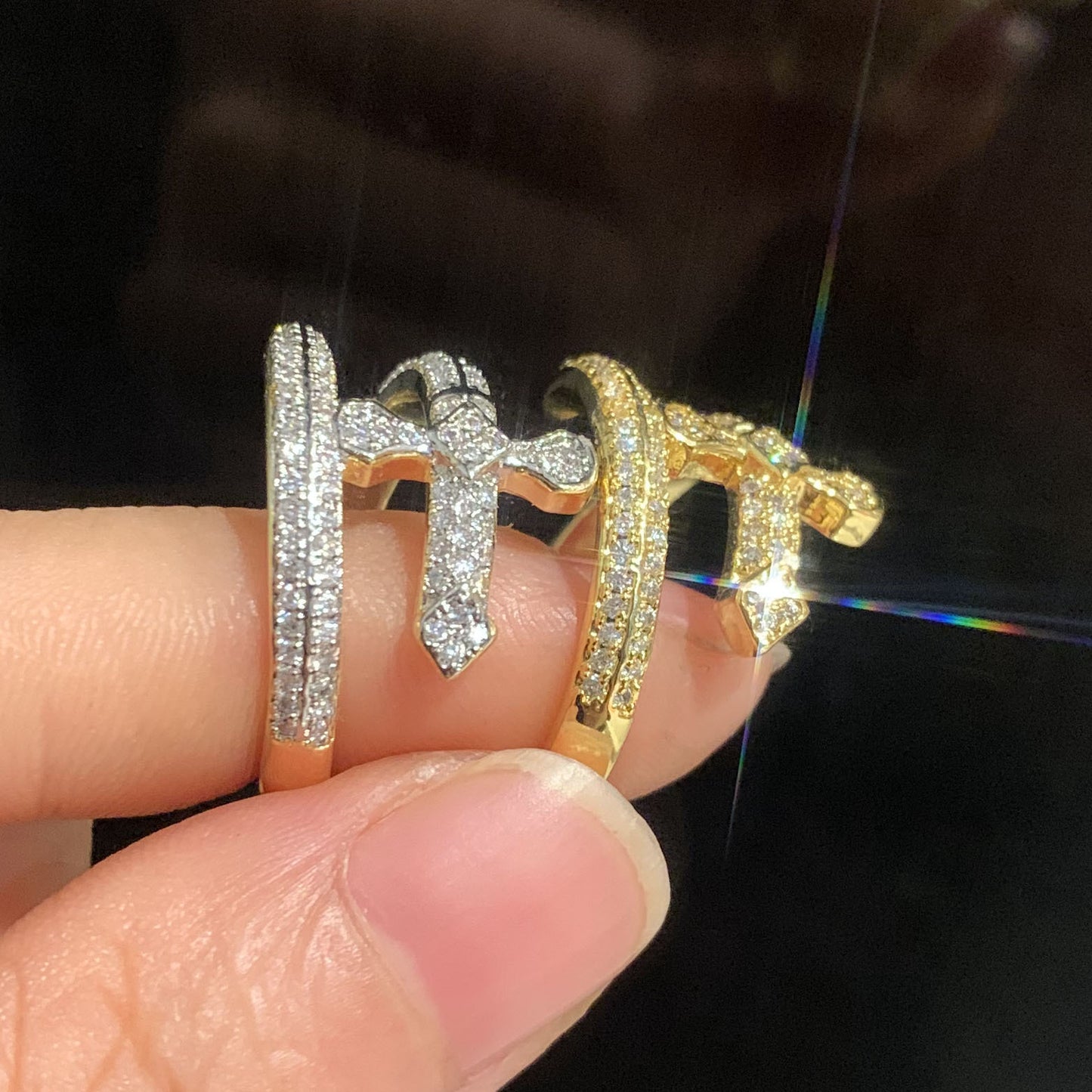 Unisex Iced Cross Hip Hop Statement Ring