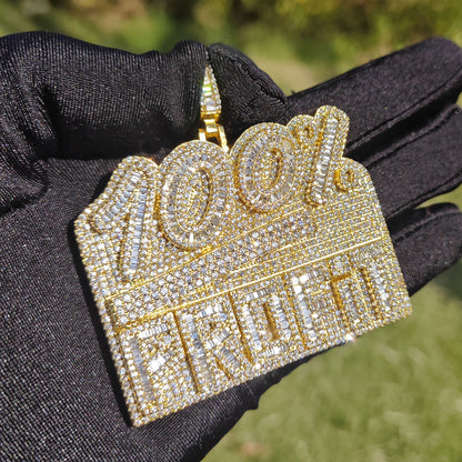 Iced Out 100% Letter Pendant Necklace